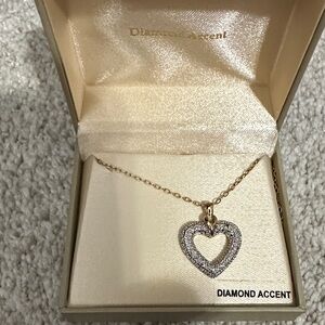 Gold Heart Pendant Necklace - Rose Gold & Silver Tone